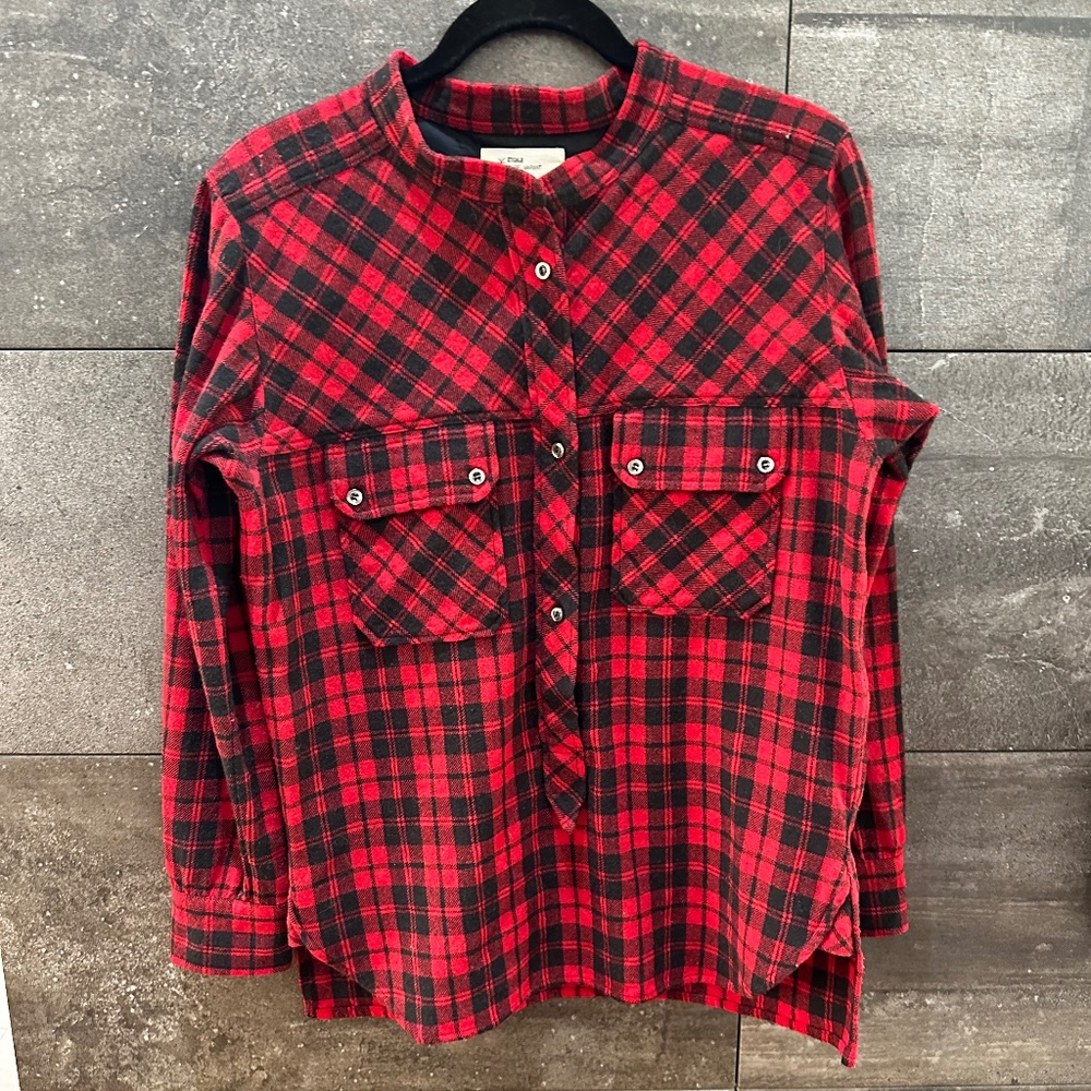 Isabel Marant Etoile red wool blend plaid shirt size 1 (S)